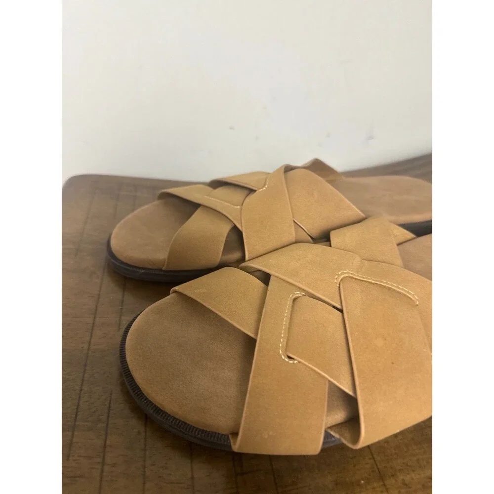 ALDO Men’s Size 7 Tan Woven Strappy Slide Sandals Casual Slip On